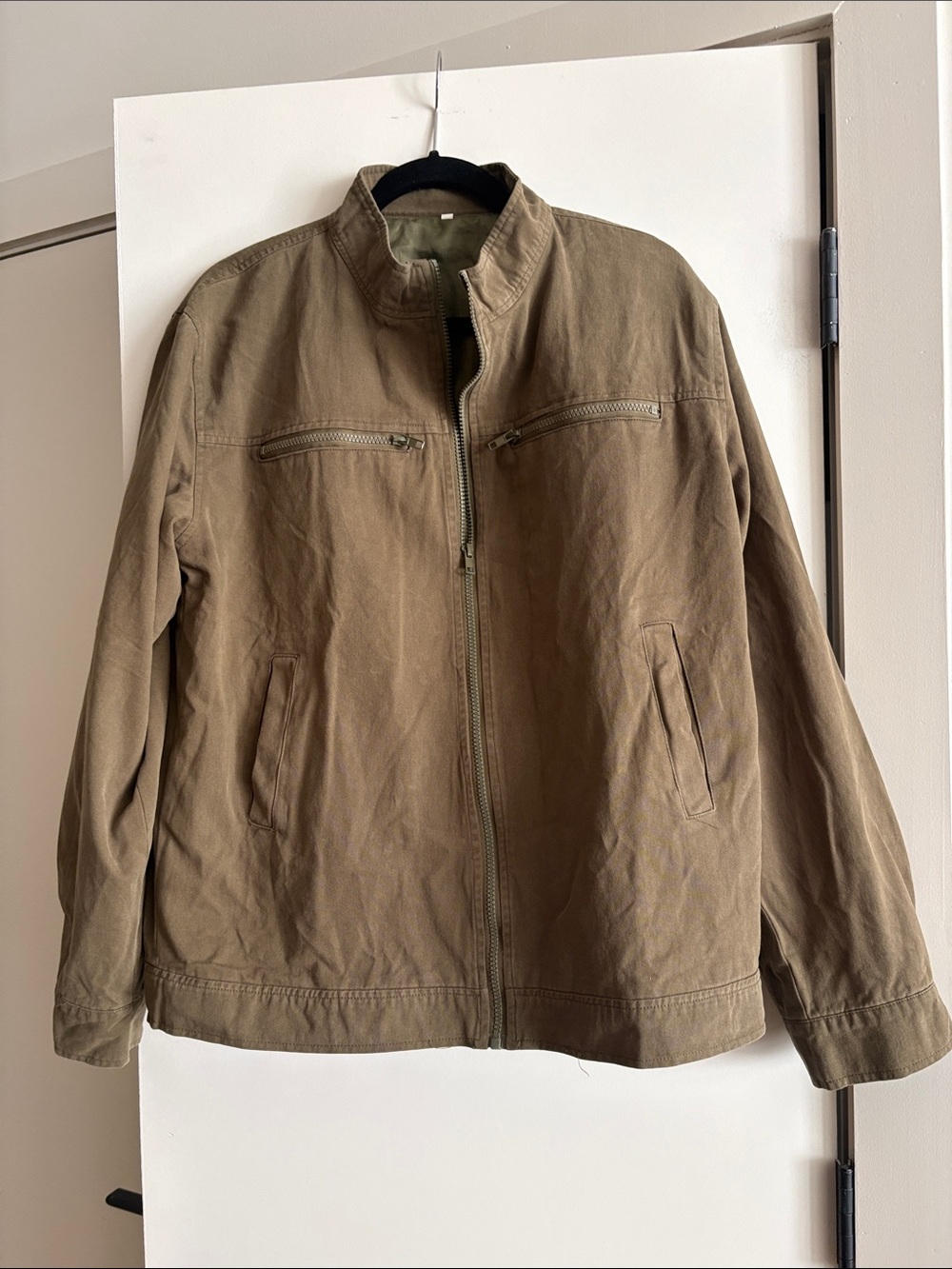 Men's Khaki Casual Zip-Front Jacket